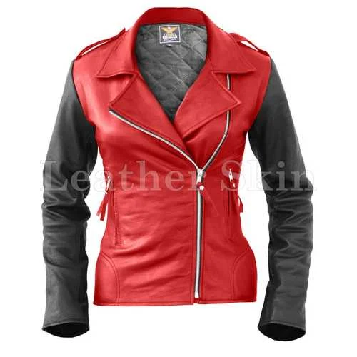 Women Red Leather Jacket Faux Fur Jacket Real Fur Jacket Shearling Jacket