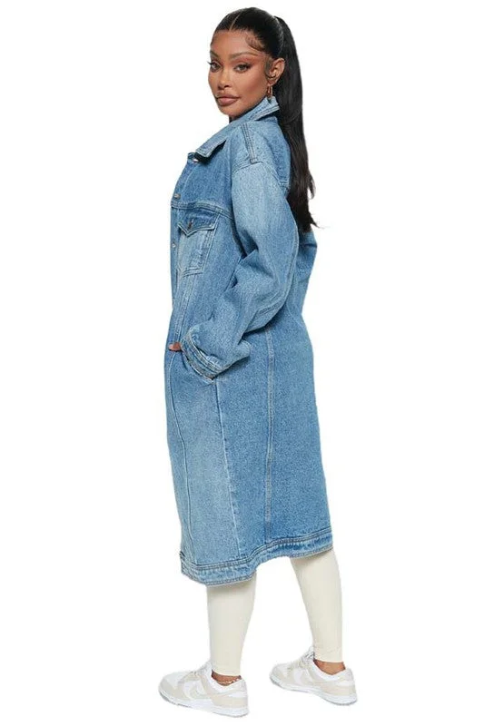 SEXY DENIM JACKET DRESS Oversized Jacket Tailored Jacket Straight Jacket