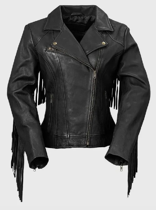 WBL1503 DAISY WOMENS FASHION LEATHER JACKET BLACK Fleece Jacket Down Jacket Feather Jacket