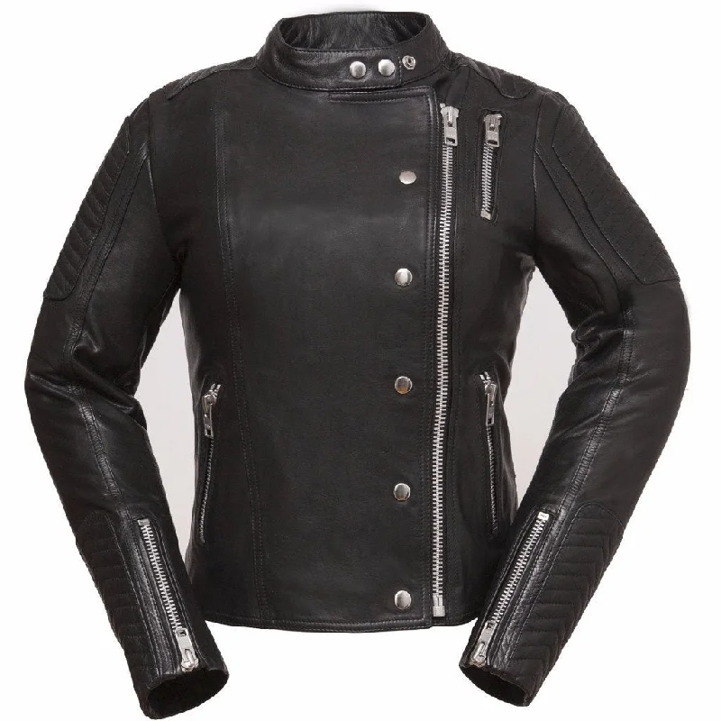 Women's Black The Warrior Princess Leather Jacket Nylon Fabric Polyester Fabric Spandex Fabric