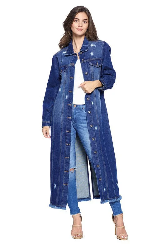 women's Denim Jacket with Distressed V-Neck Jacket Boat Neck Jacket Square Neck Jacket