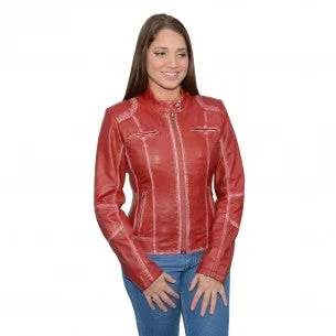 Women's Sheepskin Scuba Style Moto Jacket Jersey Jacket Tulle Jacket Batik Jacket