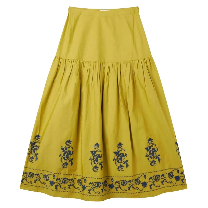 SMERA MART 100% Cotton Embroidery Maxi/Long Skirts for Women midi skirt versatile