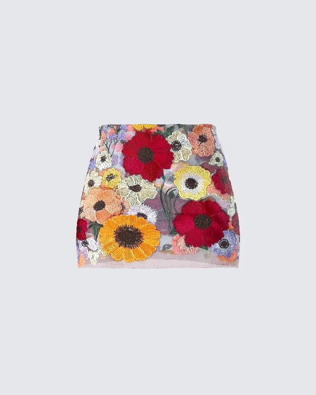 Addie Flower Mini Skirt breathable skirt fabric