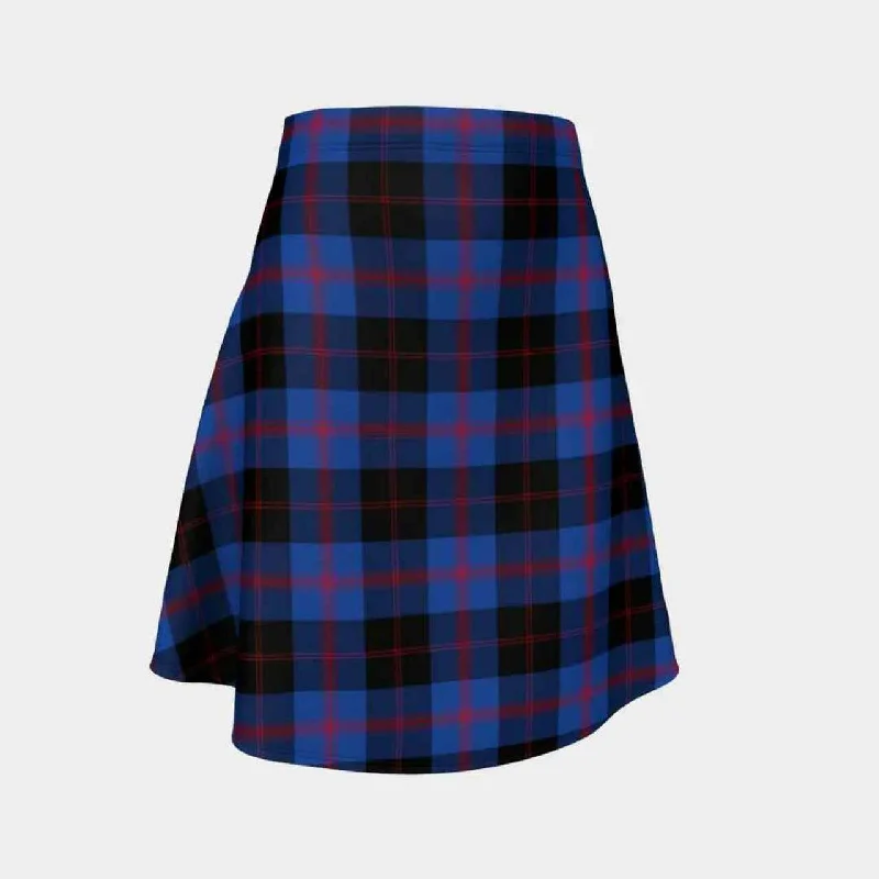 Angus Modern Tartan Flared Skirt linen skirt light