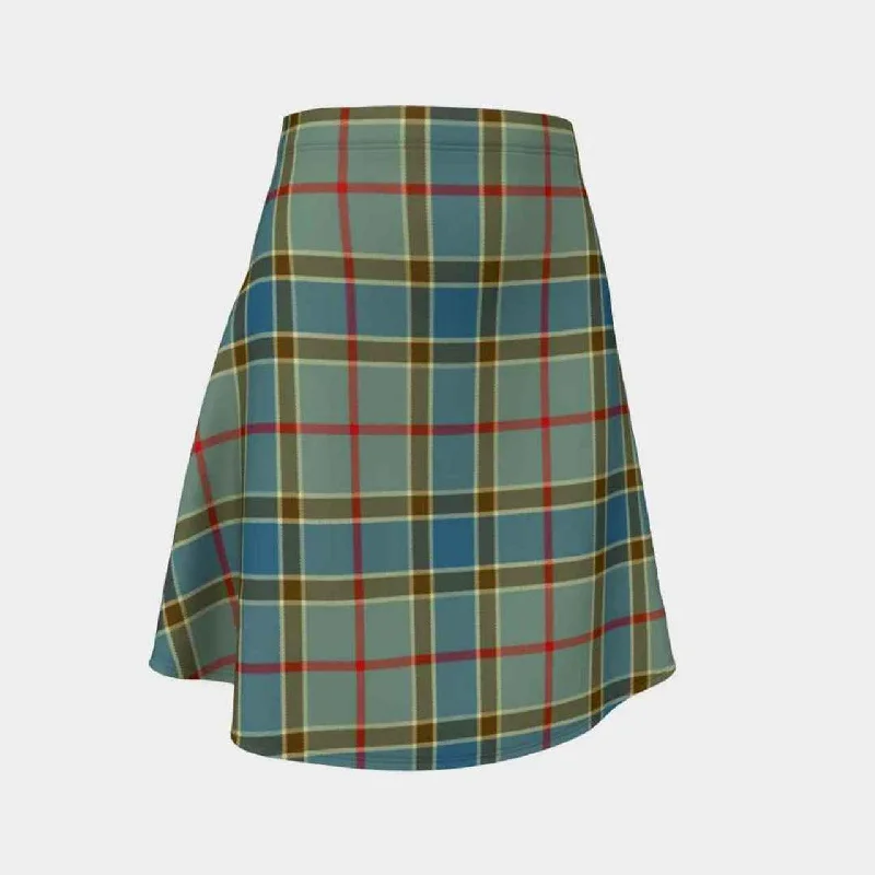 Balfour Blue Tartan Flared Skirt high slit skirt