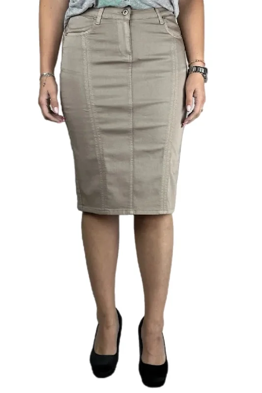 Beige Twill Skirt Style 227/4 1B silk skirt sleek