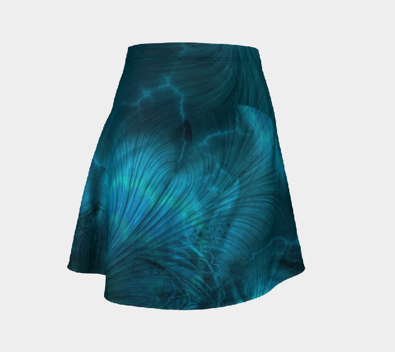 Blue Metallic Fractal Flare Skirt velvet skirt rich