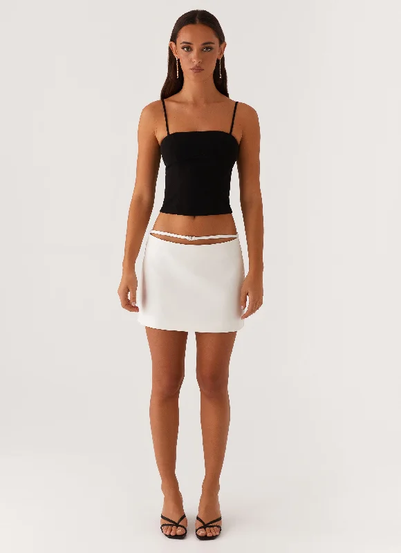 Concrete Jungle Mini Skirt - Off White denim skirt durable