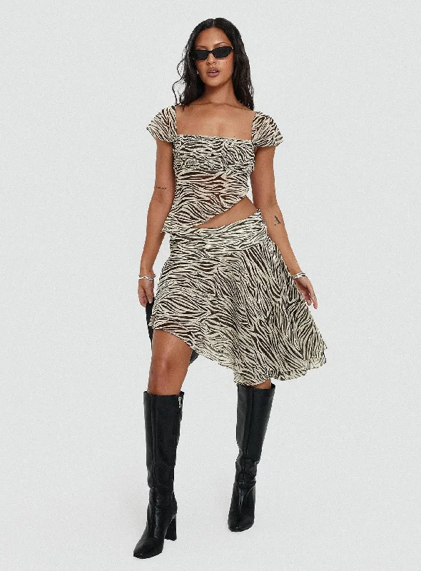 Legacy Midi Skirt Zebra leather skirt durable