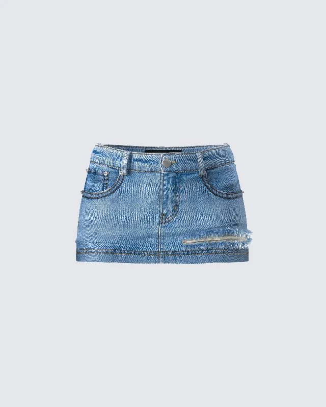 Loria Blue Denim Micro Mini Skirt denim skirt durable