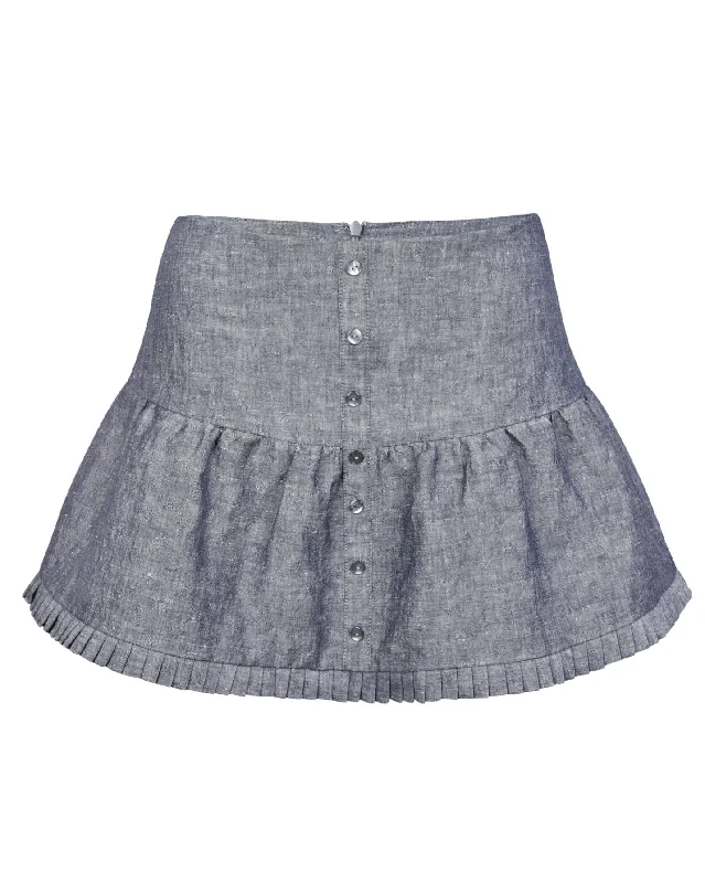 Nina Mini Skirt - Denim Blue linen skirt relaxed