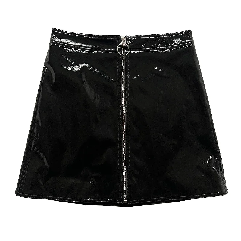 Patent Lambskin Zip Mini Skirt linen skirt natural