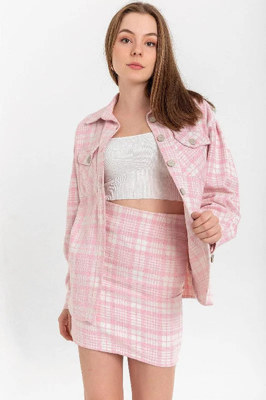 Lumberjack Striped Short Mini Skirt - Pink silk skirt elegant