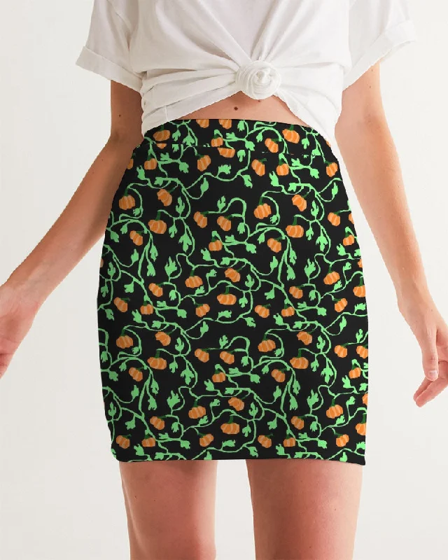 Pumpkin and Vines Patttern Women's Mini Skirt mini skirt trendy