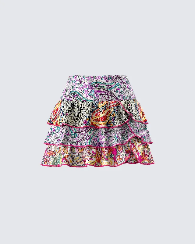 Raisa Paisley Tiered Micro Mini Skirt lace skirt feminine