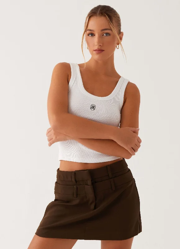 Solstice Mini Skirt - Khaki casual skirt length