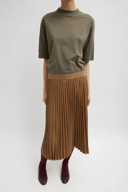 Tibi Nylon Pleating Sunray Pull on Skirt - Loden denim skirt trendy