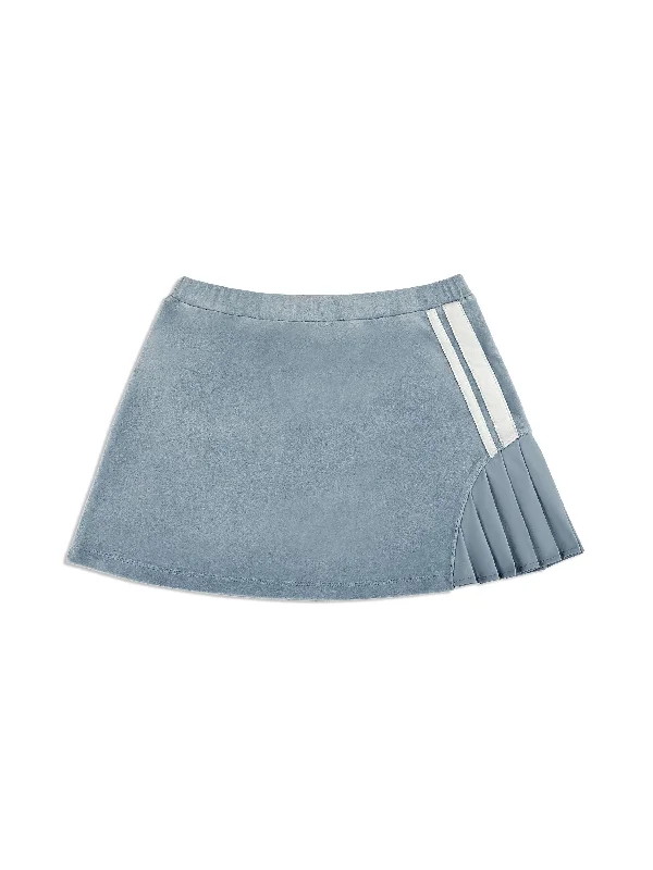 Veneto Velour Mini Skirt- Celestial Blue denim skirt trendy