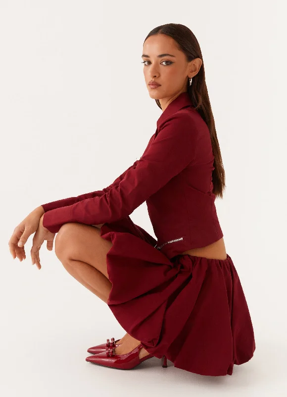 Vesper Bubble Mini Skirt - Mulberry casual skirt length