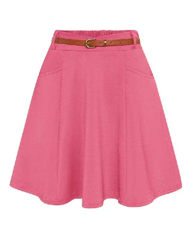 Vintage Mini-Skirt with Belt Elastic Waist Mid-Thigh A-Line Skirt corduroy skirt comfortable