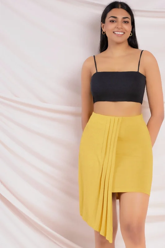 Yellow Asymmetric Skirt a-line skirt cut